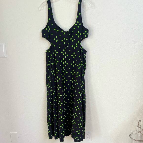 NWOT TOPSHOP Women's Cut Out Spot Pinny Dress In Green & Black - Sz 10 - Picture 10 of 11
